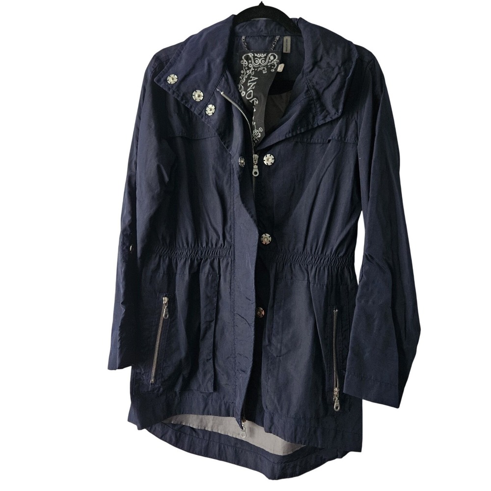 Anorak Jacket Women's sz XS Navy Blue Full Zipper Pockets Rain Layering Outdoor - Picture 1 of 12